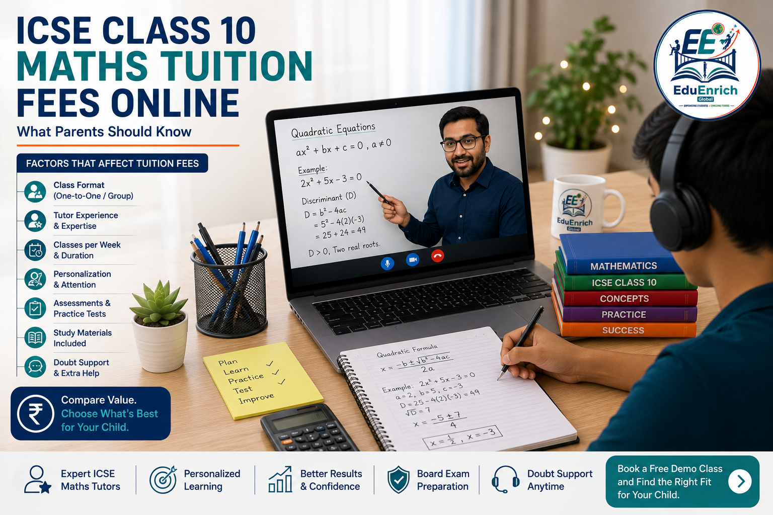 EduEnrich Global personalized ICSE Class 10 Maths tuition online