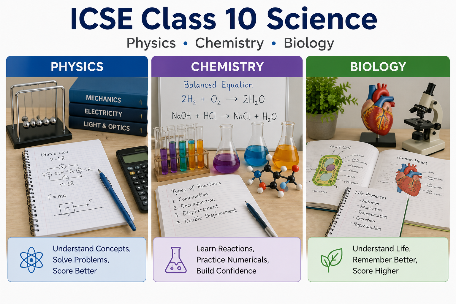 ICSE Class 10 Science tuition online for Physics Chemistry and Biology