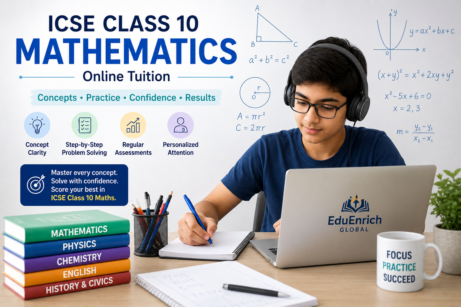 ICSE Maths tuition online helping a Class 10 student practise mathematics