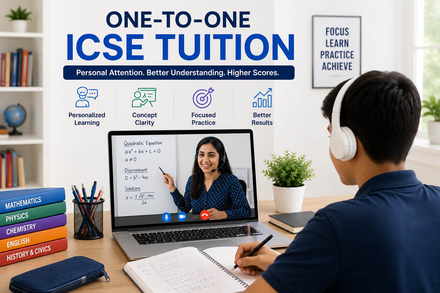 One-to-one ICSE tuition with an online tutor providing personalized support