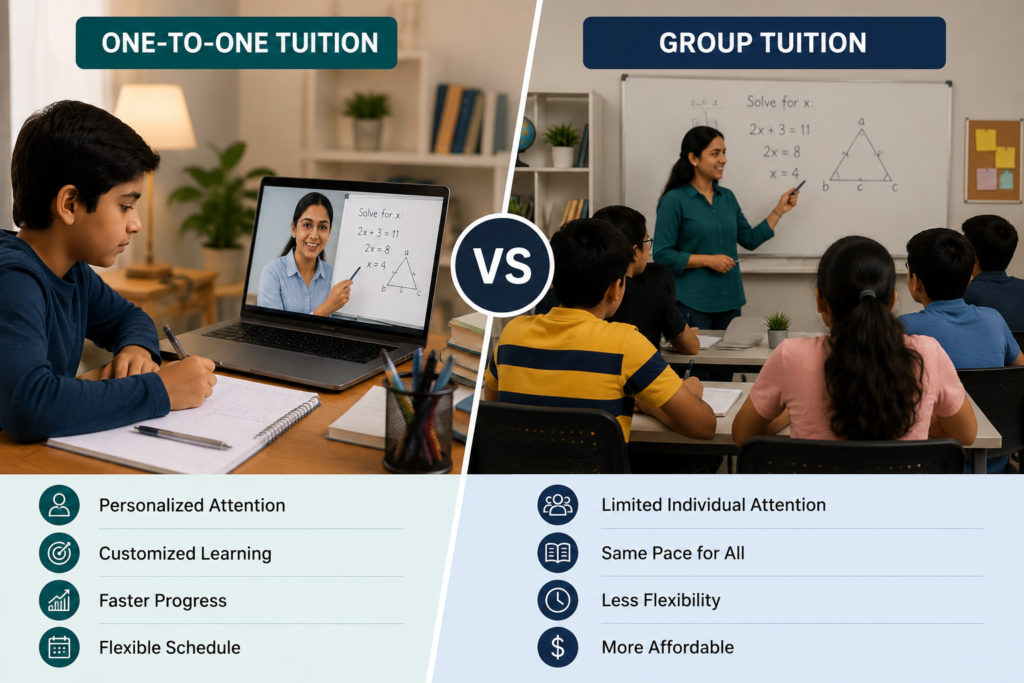 One-to-one tutoring versus group online tuition comparison