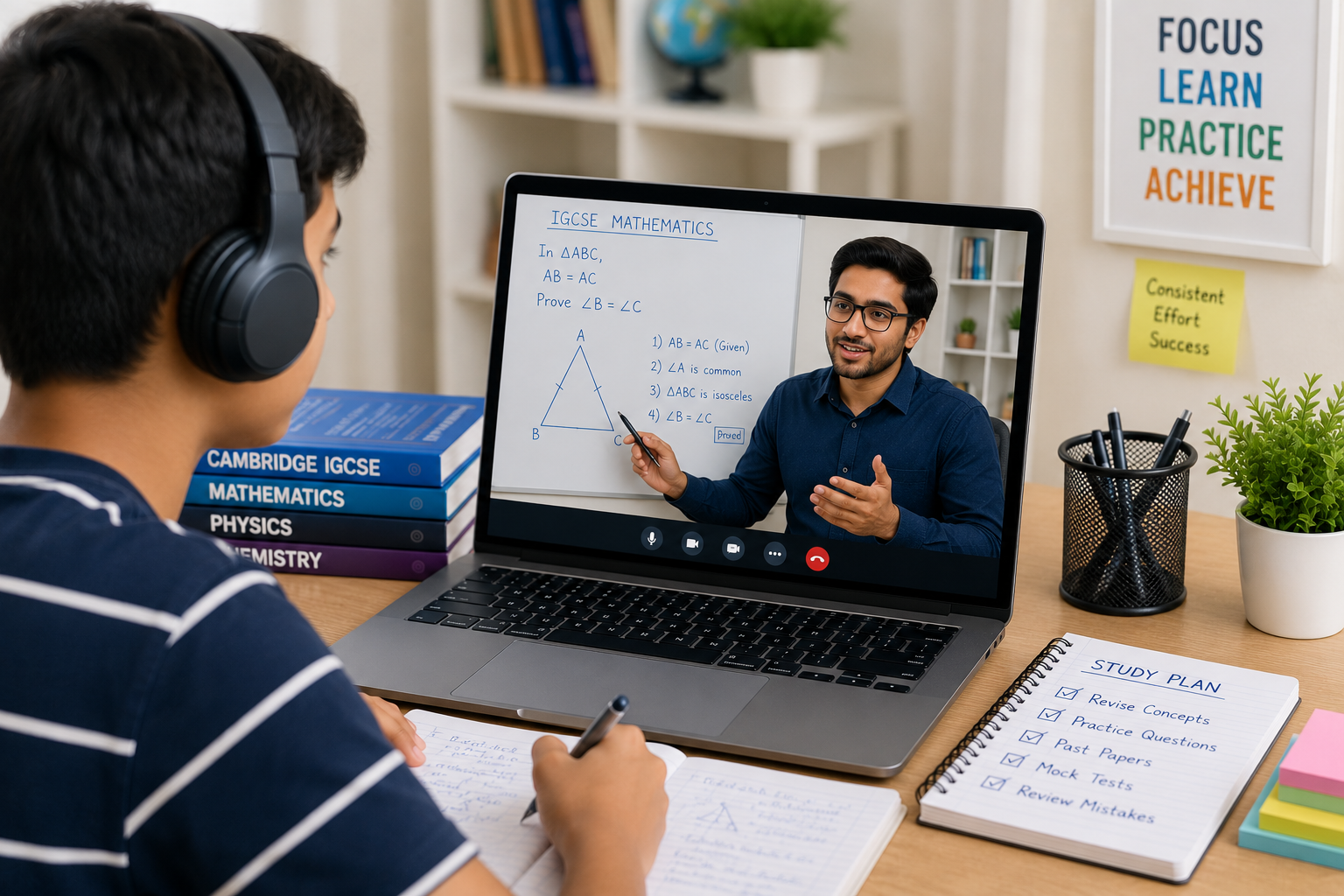 Cambridge IGCSE tutor conducting an interactive online lesson